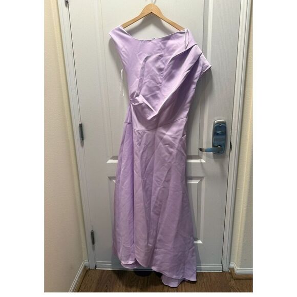 Elliatt Marissa One-Shoulder Satin High-Low Gown in Lilac size S Bridal NWT - Picture 5 of 7
